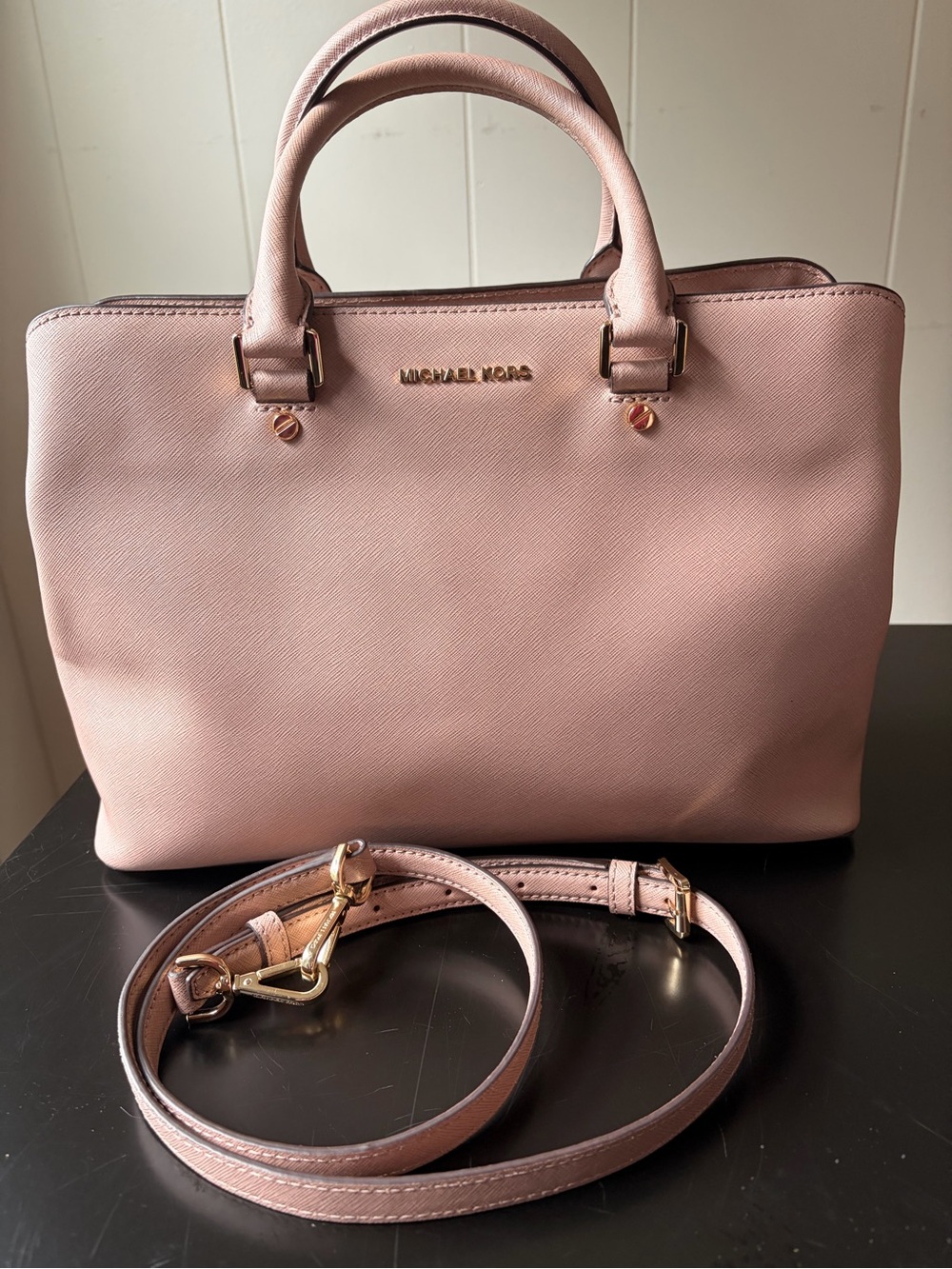 Michael Kors Large Soft Pink Saffiano Leather Satchel